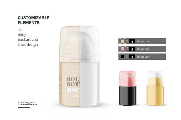 Plastic Roll-On Bottle - PSD Mockup