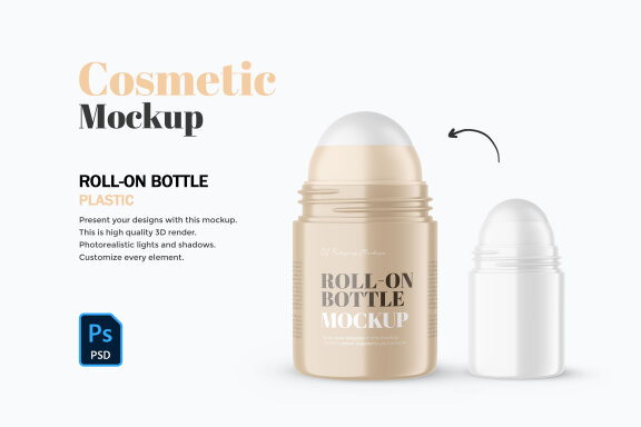 Plastic Roll-On Bottle - PSD Mockup