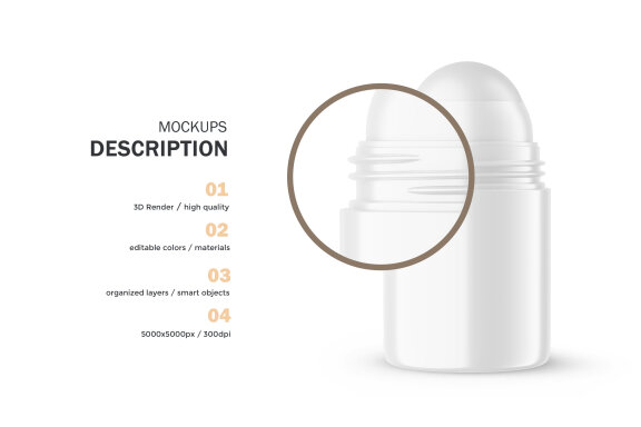Plastic Roll-On Bottle - PSD Mockup