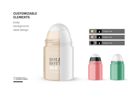 Plastic Roll-On Bottle - PSD Mockup