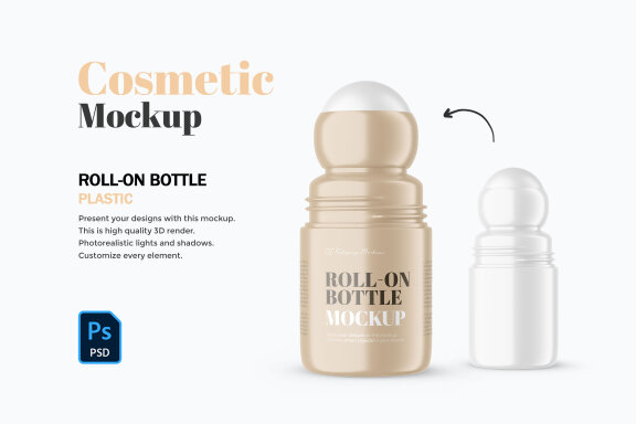 Plastic Roll-On Bottle - PSD Mockup