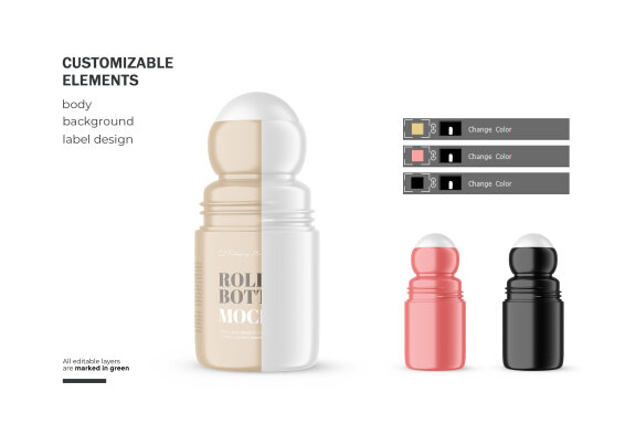 Plastic Roll-On Bottle - PSD Mockup