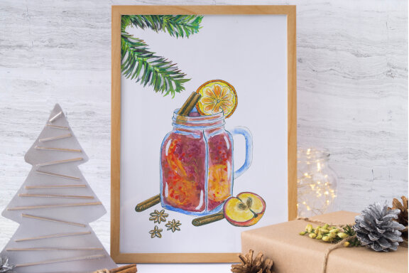 Watercolor Cliparts Set Cozy Christmas Set
