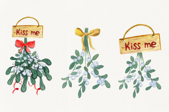 Watercolor Cliparts Christmas Bouquets
