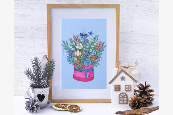 Watercolor Cliparts Christmas Bouquets