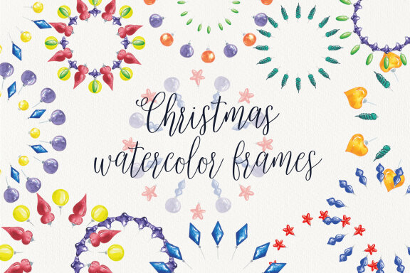 Watercolor Christmas Colorful Frames