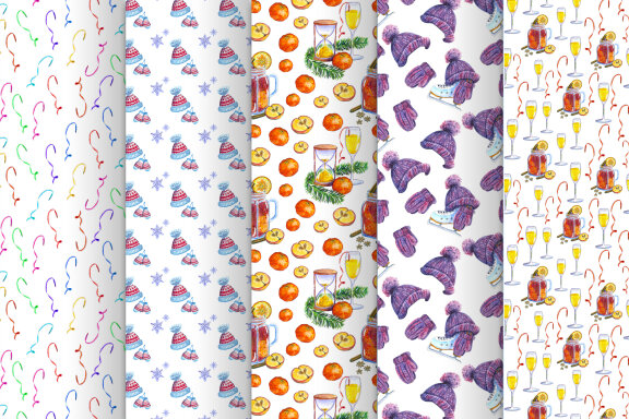 Winter Watercolor Patterns
