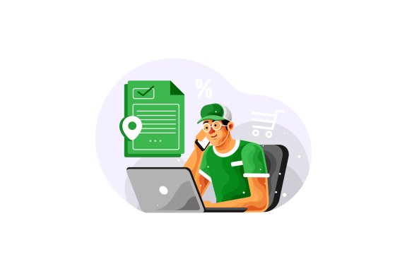 Shopping Online via Cellphone Vector Illustration