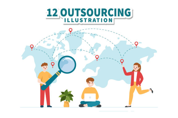 12 Outsourcing Business Illustration