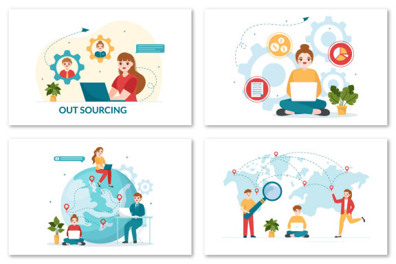 12 Outsourcing Business Illustration