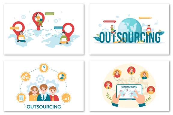 12 Outsourcing Business Illustration