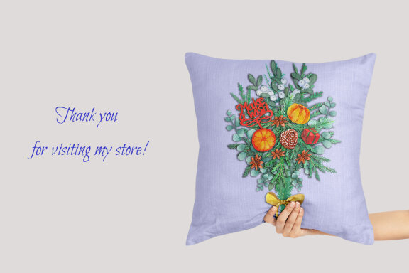 Watercolor Clipart Christmas Bouquet