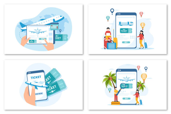 11 Online Travel Ticket Store Illustration