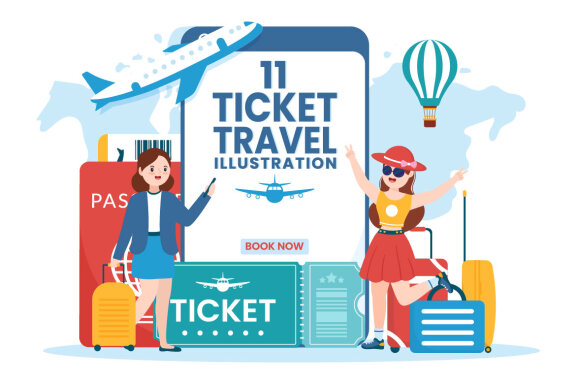 11 Online Travel Ticket Store Illustration