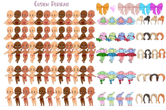 Little cardboard girls, fantasy, custom portrait