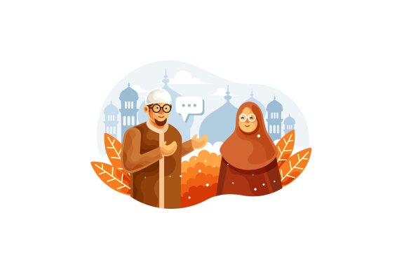 Muslim couple chatting vector illustration