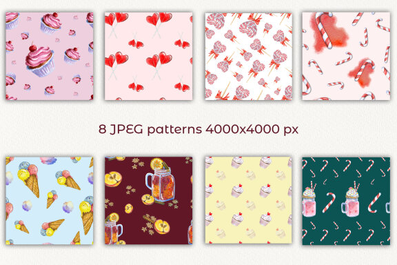 Sweets on Watercolor Patterns