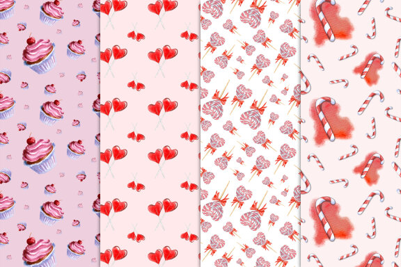 Sweets on Watercolor Patterns