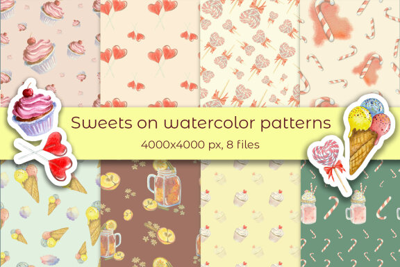 Sweets on Watercolor Patterns