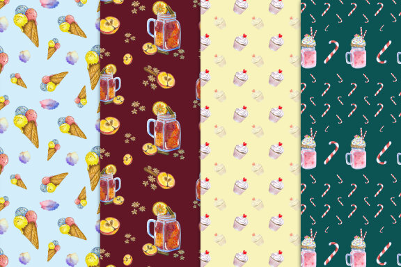 Sweets on Watercolor Patterns