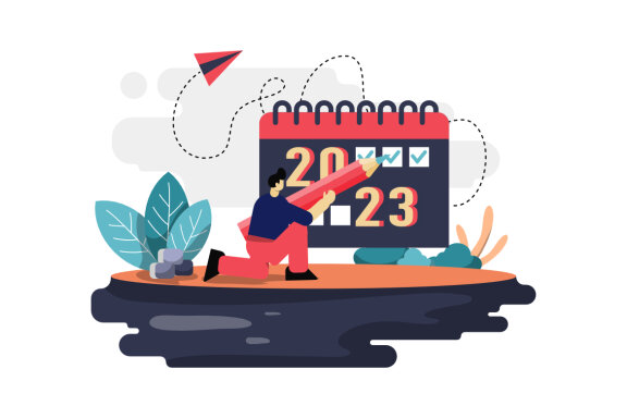 Happy new year 2023 flat illustration