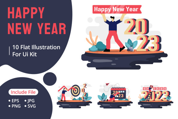 Happy new year 2023 flat illustration