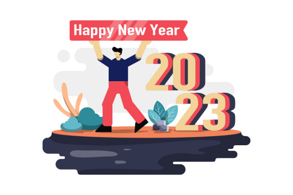 Happy new year 2023 flat illustration