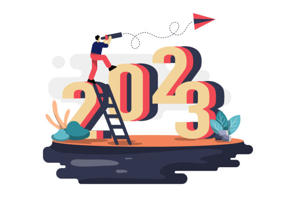 Happy new year 2023 flat illustration