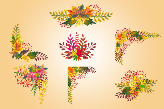 Autumn Leaves Watercolor Compositions