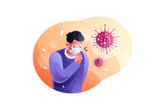 Man coughing because of infectious coronavirus - Free illustration