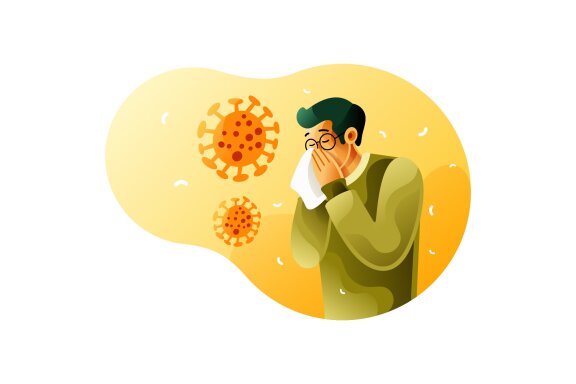 Sick man sneezes because of coronavirus - Free illustration