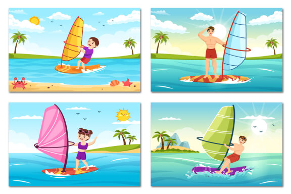 12 Windsurfing Sport Illustration