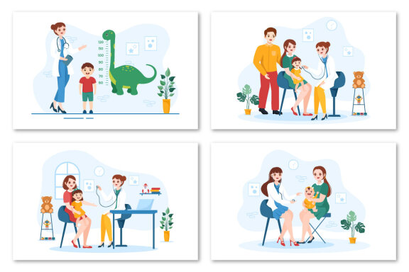 13 Pediatrician and Baby Illustration
