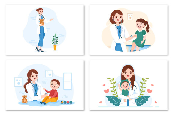 13 Pediatrician and Baby Illustration