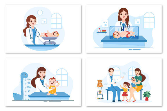 13 Pediatrician and Baby Illustration