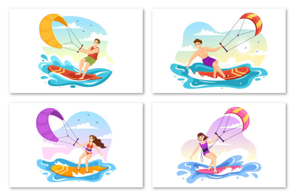 12 Kitesurfing Illustration