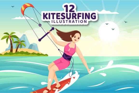 12 Kitesurfing Illustration