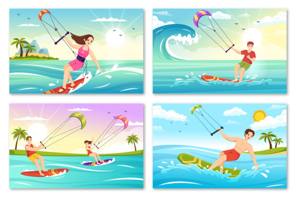 12 Kitesurfing Illustration