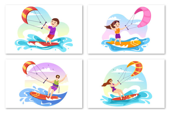 12 Kitesurfing Illustration