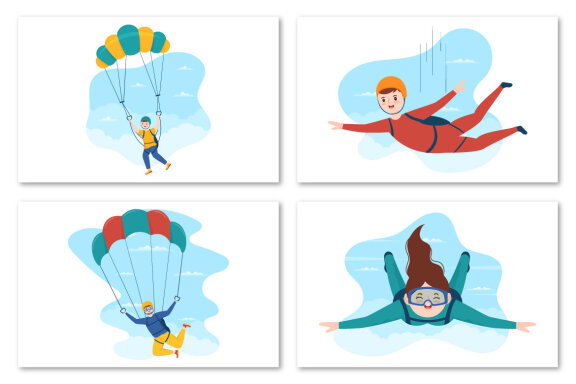 12 Skydiving Sport Illustration