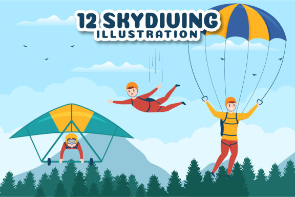 12 Skydiving Sport Illustration