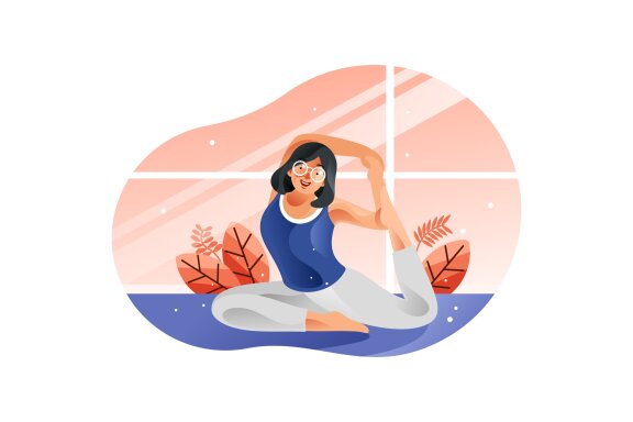 Young woman sitting in yoga posture and meditation
