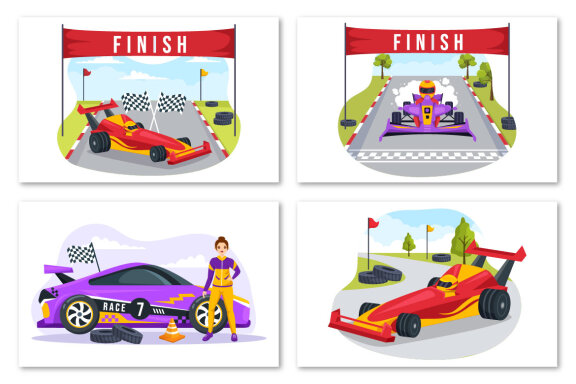 15 Formula Racing Sport Car Illustration
