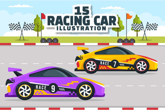 15 Formula Racing Sport Car Illustration