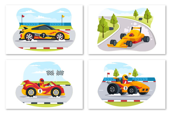 15 Formula Racing Sport Car Illustration