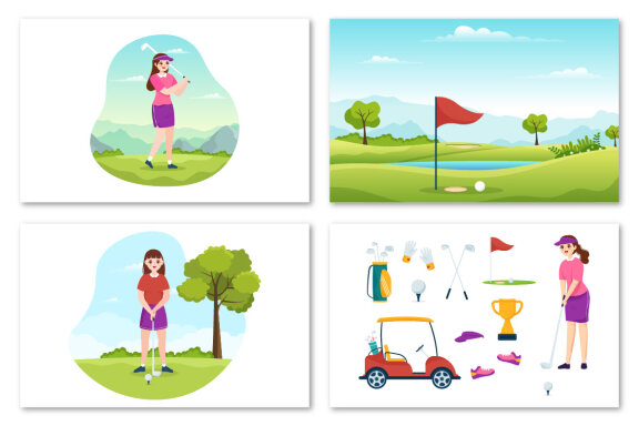 12 Golf Sport Illustration