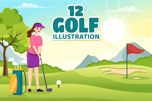 12 Golf Sport Illustration