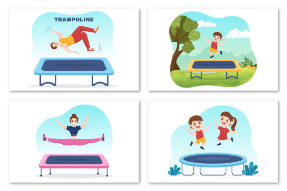 12 Trampoline Sport Illustration
