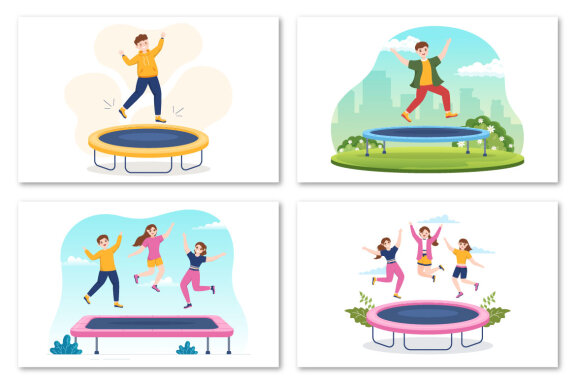 12 Trampoline Sport Illustration