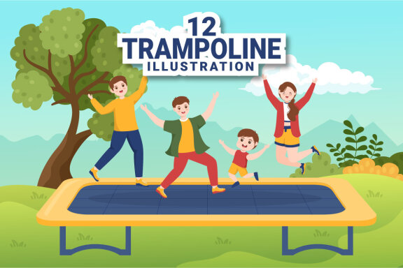 12 Trampoline Sport Illustration